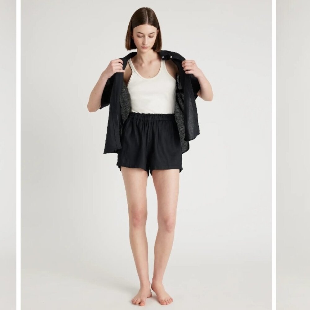 Quince Black and Cream Pajama Ensemble